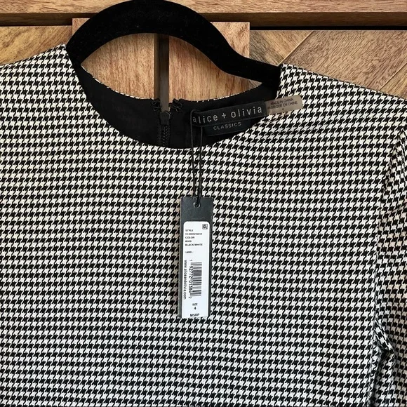 NWT Alice + Olivia Delora Houndstooth Dress size 4 - Picture 3 of 6